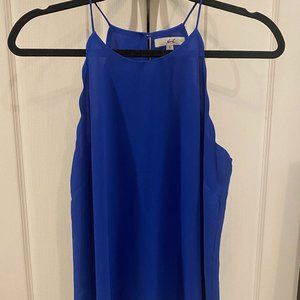 Blue Scalloped Sleeveless Halter Top